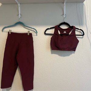 BOOTY BY BRABANTS maroon/dark red croco set (leggings are cropped) *onesize